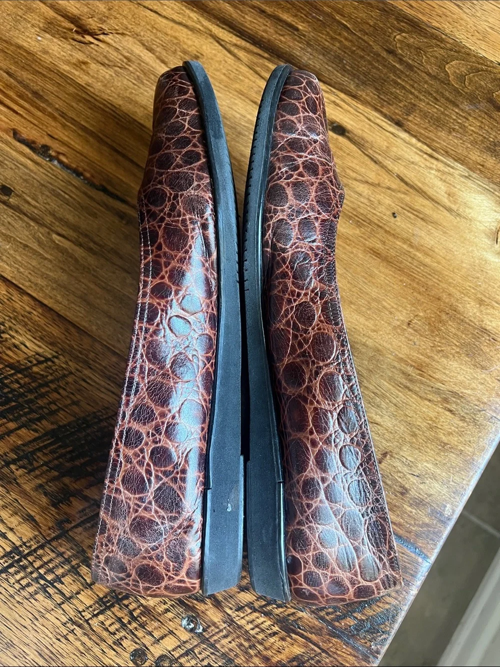 Salvatore Ferragamo Crocodile Brown Flats 10B